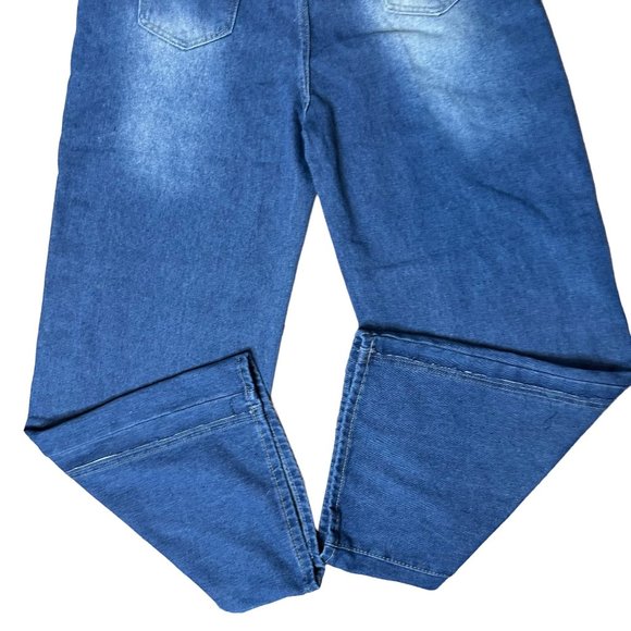Womens Retro Jeans Size 2XL Blue High Rise Straight Leg Washed Denim Stretch - Picture 11 of 14